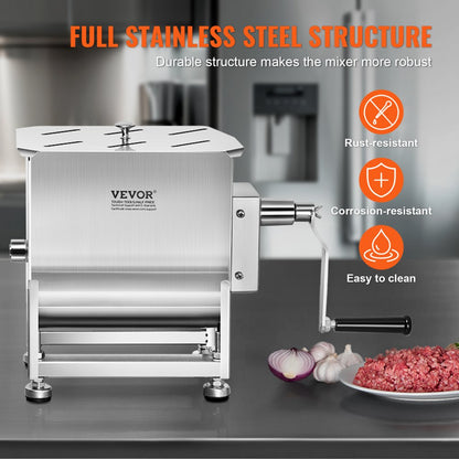 BME20 - 30lb Stainless Steel Meat Mixer with Adjustable Height & Easy Clean