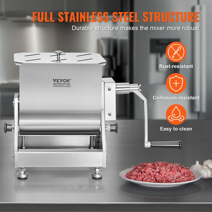 BME30-T - 60lb Stainless Steel Manual Meat Mixer with Tilt Design