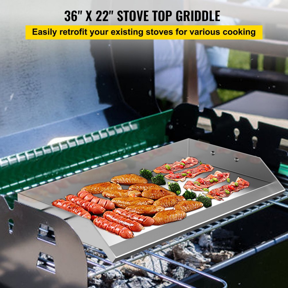 010591584047 - 36" x 22" Stainless Steel Griddle for BBQ & Cooking