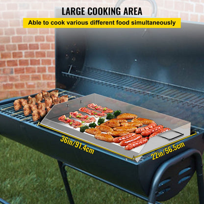 010591584047 - 36" x 22" Stainless Steel Griddle for BBQ & Cooking