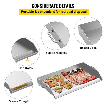 010591584047 - 36" x 22" Stainless Steel Griddle for BBQ & Cooking