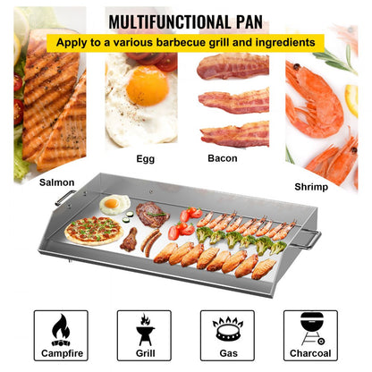 010591584047 - 36" x 22" Stainless Steel Griddle for BBQ & Cooking