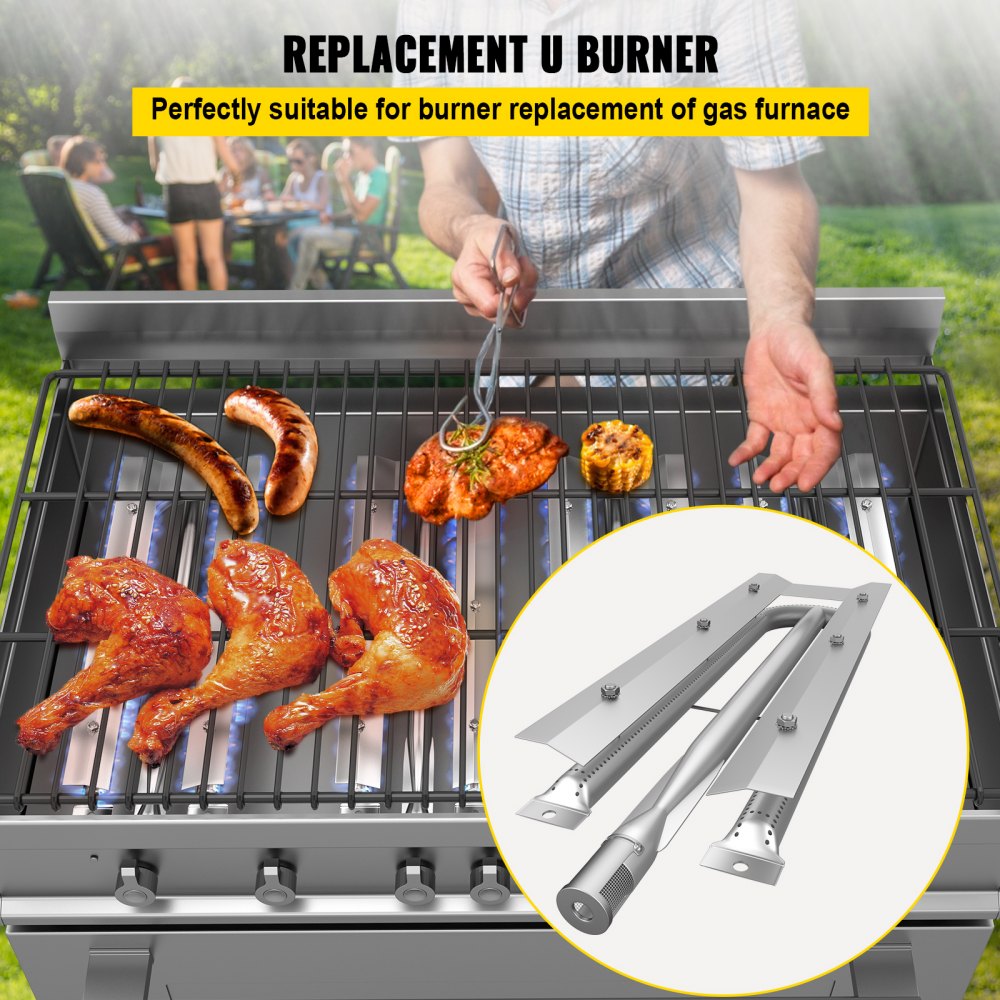 VV-UXBXGTDRSQ3-540MM - Stainless Steel U Burner, 21.7" x 6.9" for Grills