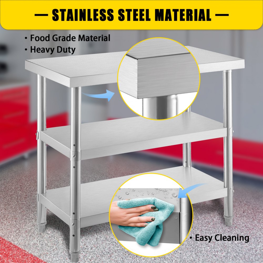 VV-SWT-SD-2414 - 24x14 Stainless Steel Work Table with Adjustable Feet