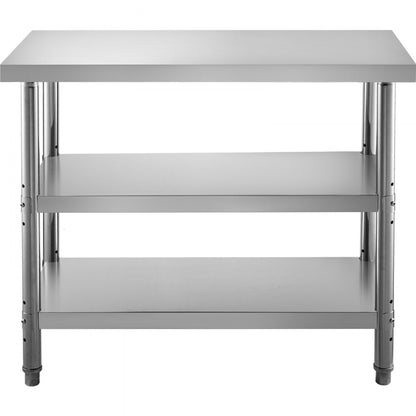 VV-SWT-SD-4814 - Durable Stainless Steel Commercial Work Table with Two Shelves
