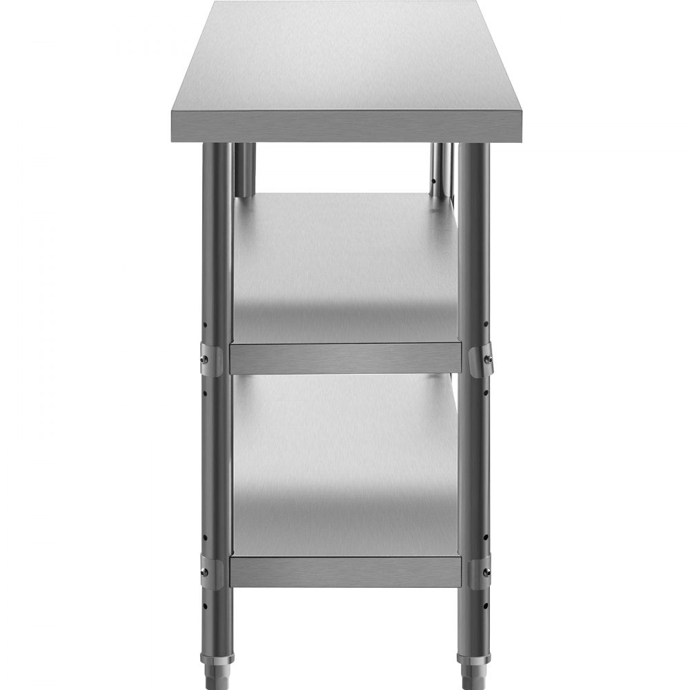VV-SWT-SD-4814 - Durable Stainless Steel Commercial Work Table with Two Shelves