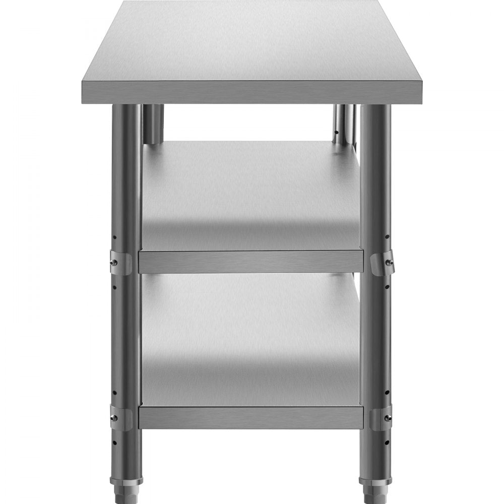 VV-SWT-SD-4818 - Durable Stainless Steel Prep Table with 2 Shelves & Adjustable Feet