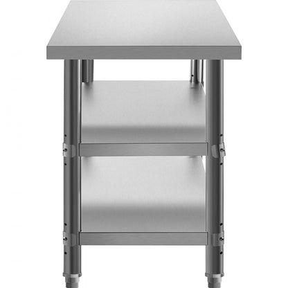 VV-SWT-SD-4818 - Durable Stainless Steel Prep Table with 2 Shelves & Adjustable Feet