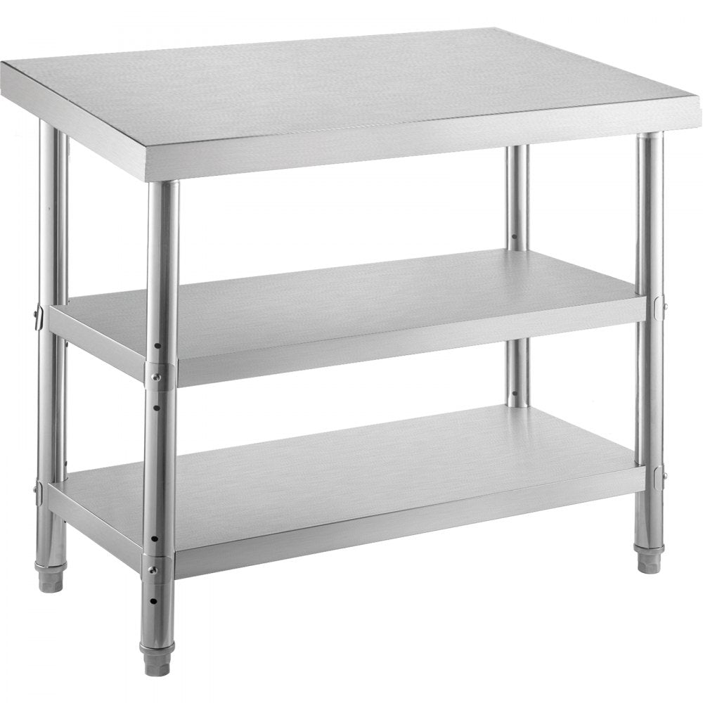 VV-SWT-SD-6014 - 60x14 Stainless Steel Prep Table with Adjustable Shelves