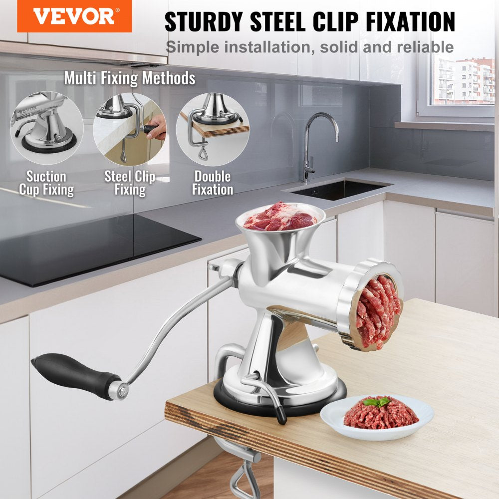 S#8 - Durable 304 Stainless Steel Manual Meat Grinder with Suction Cup Stability