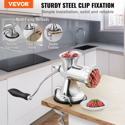 S#8 - Durable 304 Stainless Steel Manual Meat Grinder with Suction Cup Stability