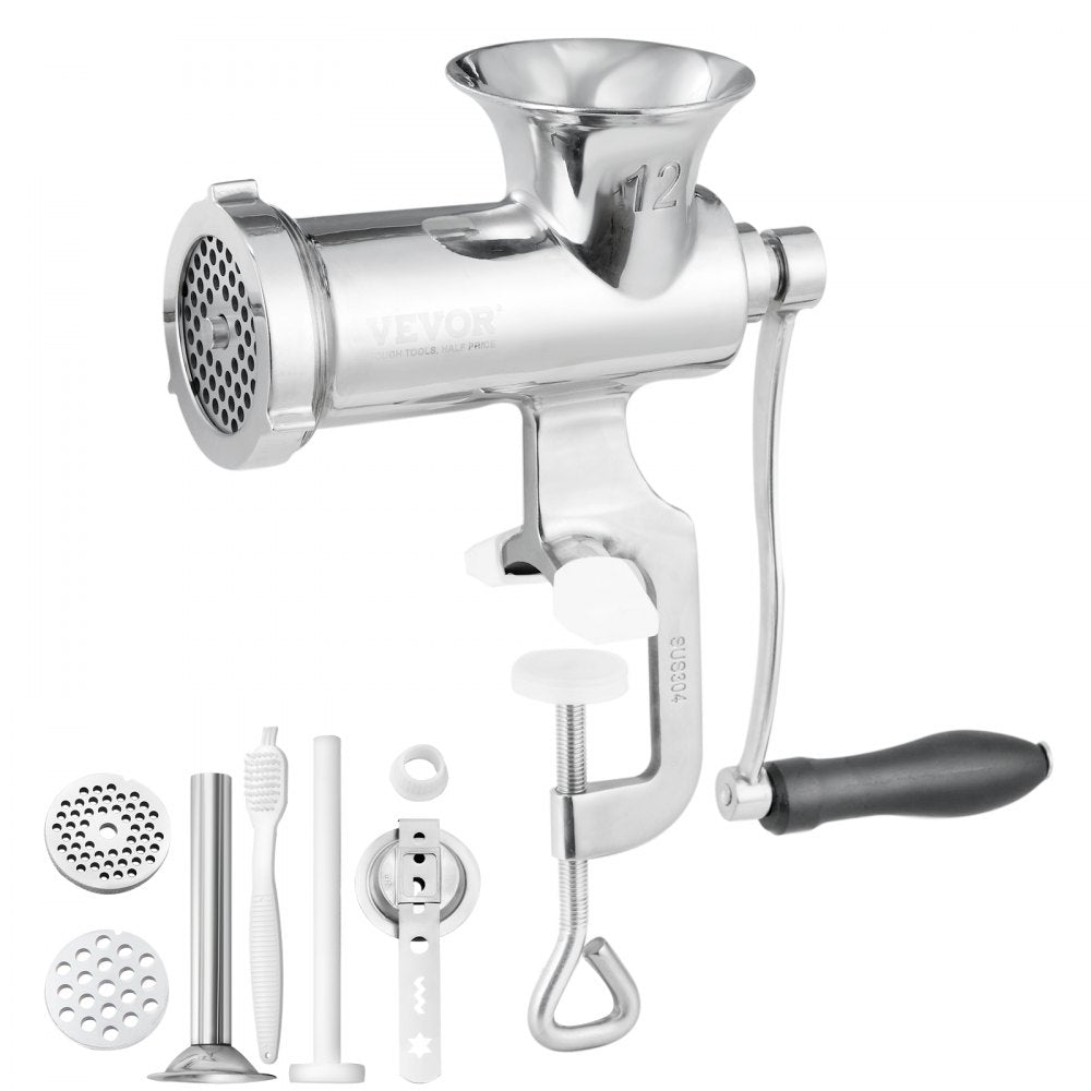S#12 - Durable Stainless Steel Manual Meat Grinder for Home Sausage Making