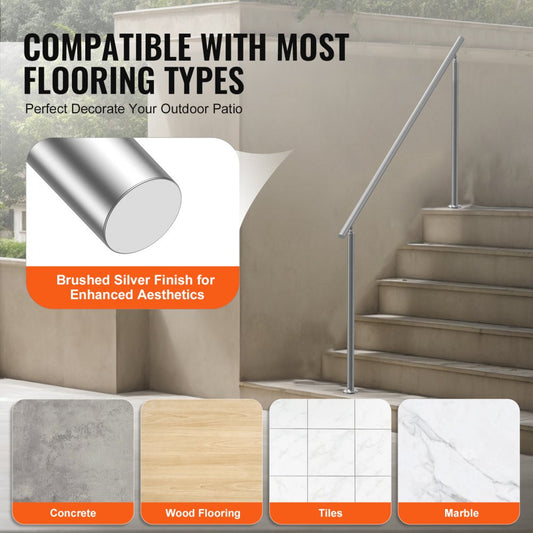 SSH-1S-180-0 - Adjustable Stainless Steel Handrail for Safe Outdoor Steps