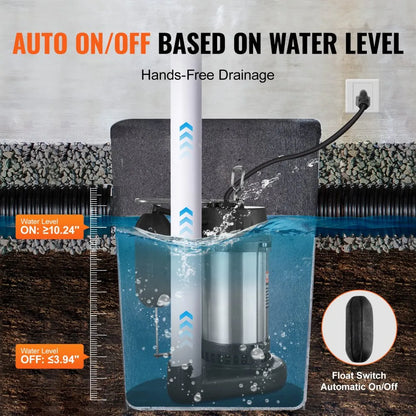 Q400191M - 0.5HP Submersible Sewage Pump with 4188GPH Flow Rate