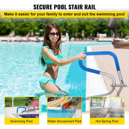 010822870375 - 32"L Rust-Proof Stainless Steel Pool Rail with Grip Cover