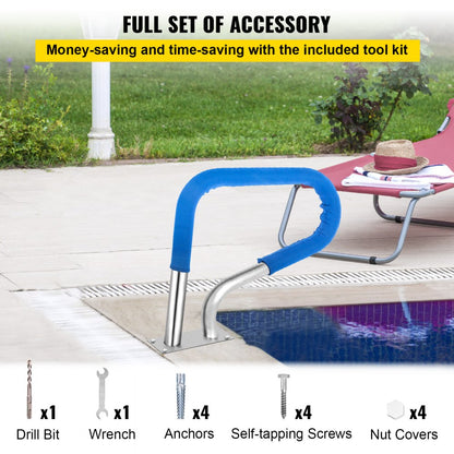 010822870375 - 32"L Rust-Proof Stainless Steel Pool Rail with Grip Cover