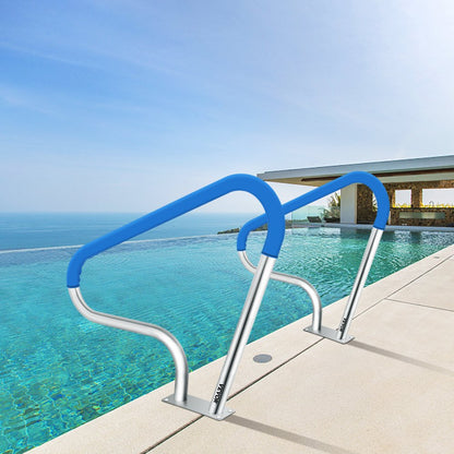 010941305183 - 39"L Stainless Steel Pool Handrail with Blue Grip Cover