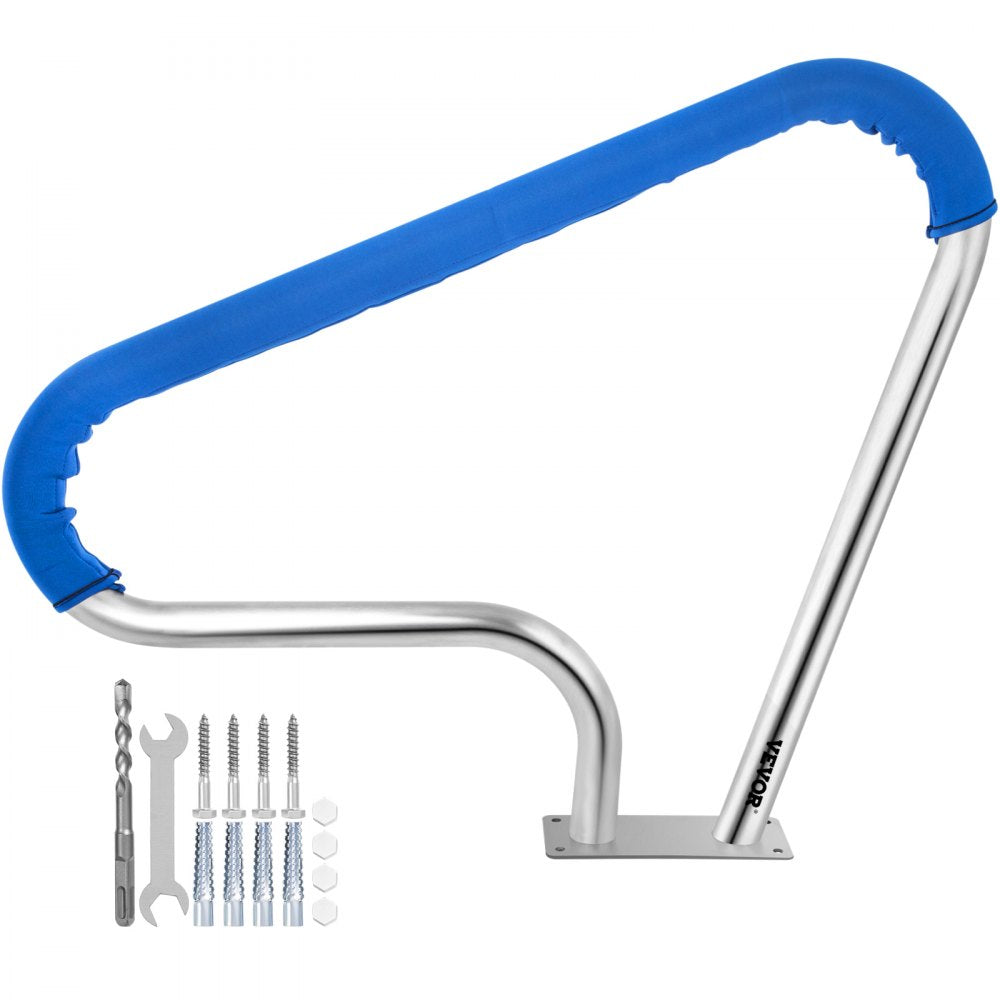 010941305183 - 39"L Stainless Steel Pool Handrail with Blue Grip Cover