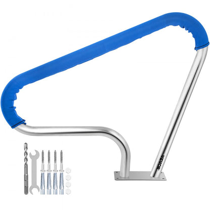 010941305183 - 39"L Stainless Steel Pool Handrail with Blue Grip Cover