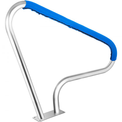 010932079912 - Durable 4ft Stainless Steel Pool Handrail with Blue Grip