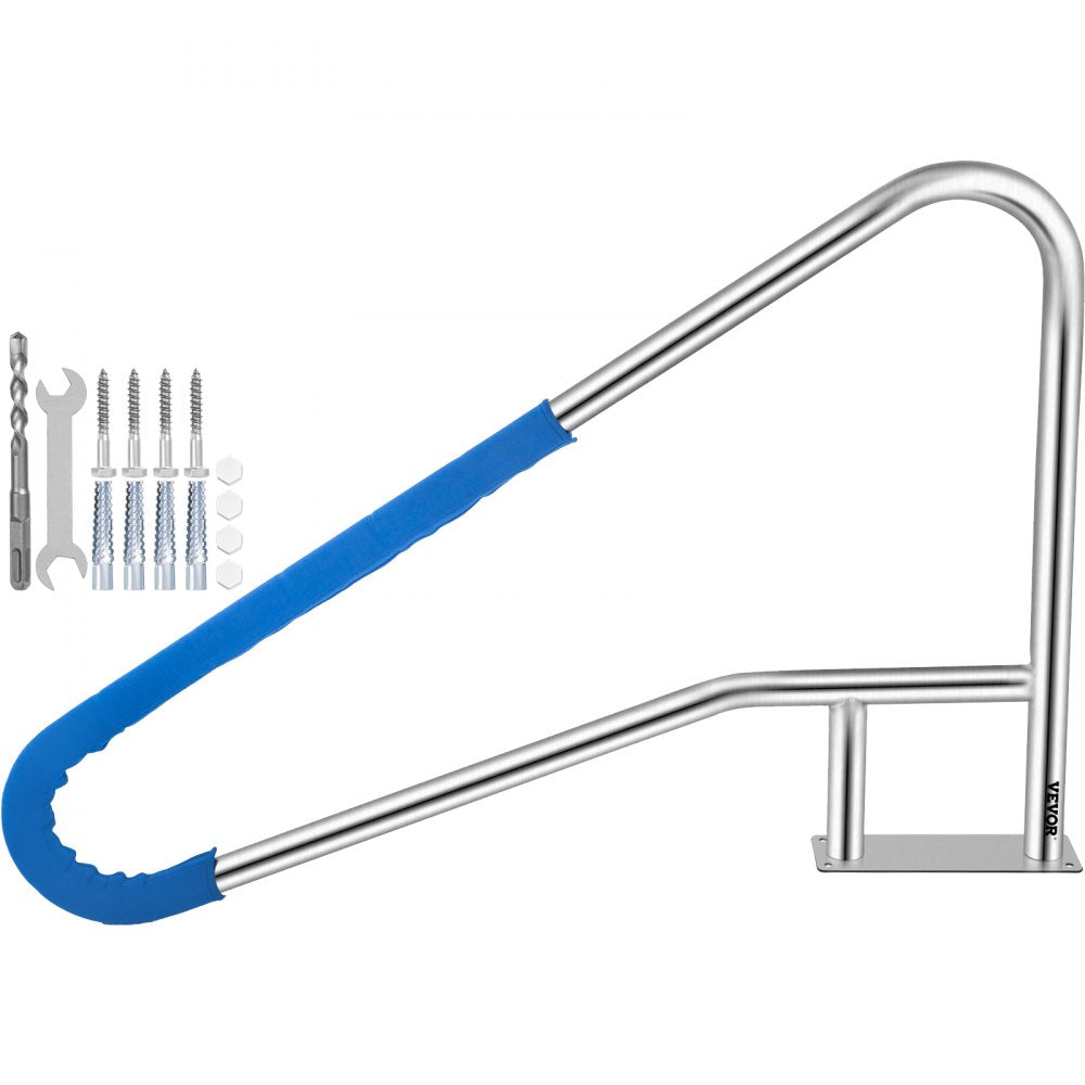 010566673663 - 54” Stainless Steel Pool Handrail with Skid-Proof Grip Cover