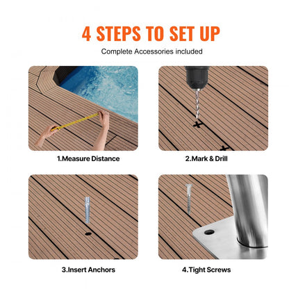 B-3030-D - Stainless Steel Pool Handrail with Non-Slip Grips