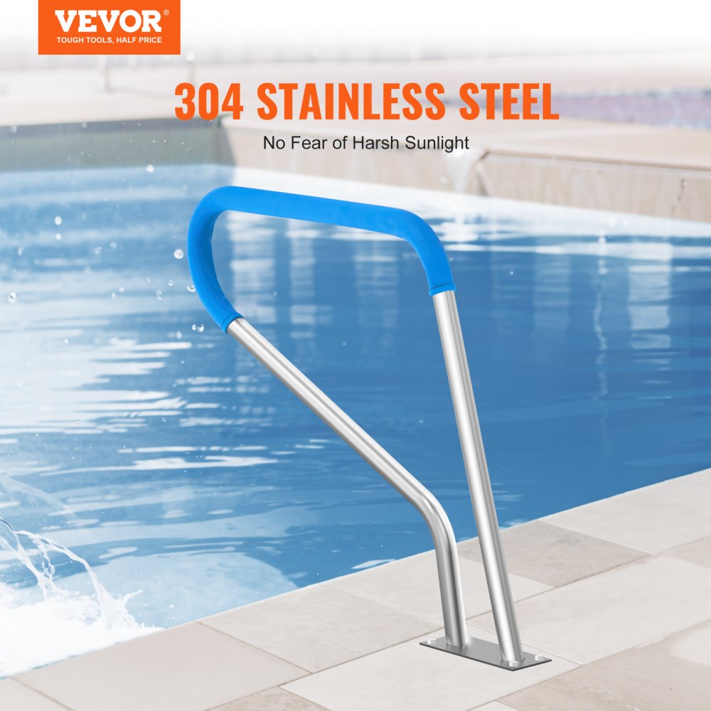 B-3932 - Durable Stainless Steel Pool Handrail with Non-Slip Grips