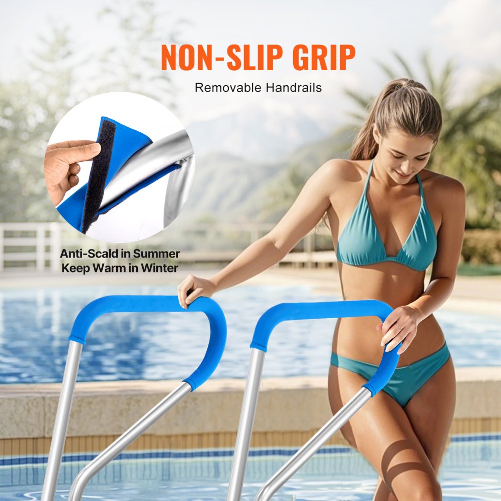 B-3932 - Durable Stainless Steel Pool Handrail with Non-Slip Grips