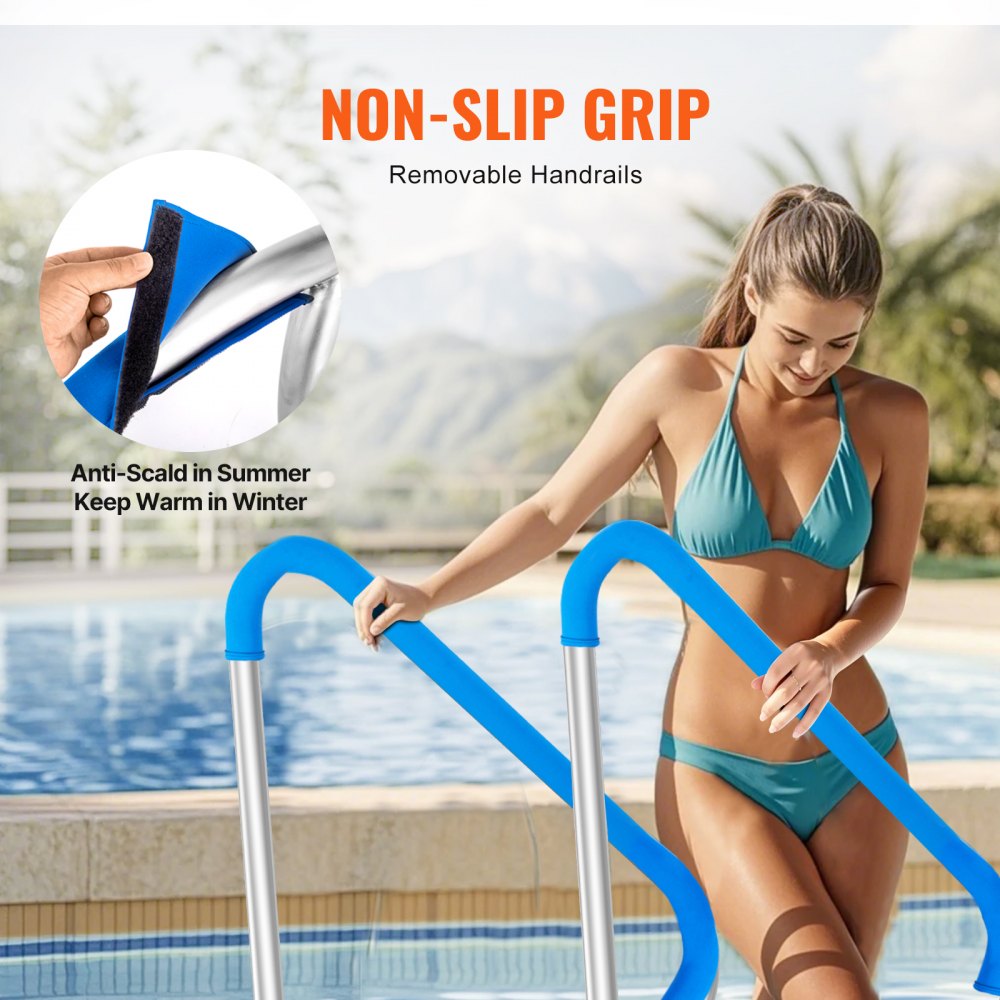 B-4836 - Premium Stainless Steel Pool Handrail with Non-Slip Grips