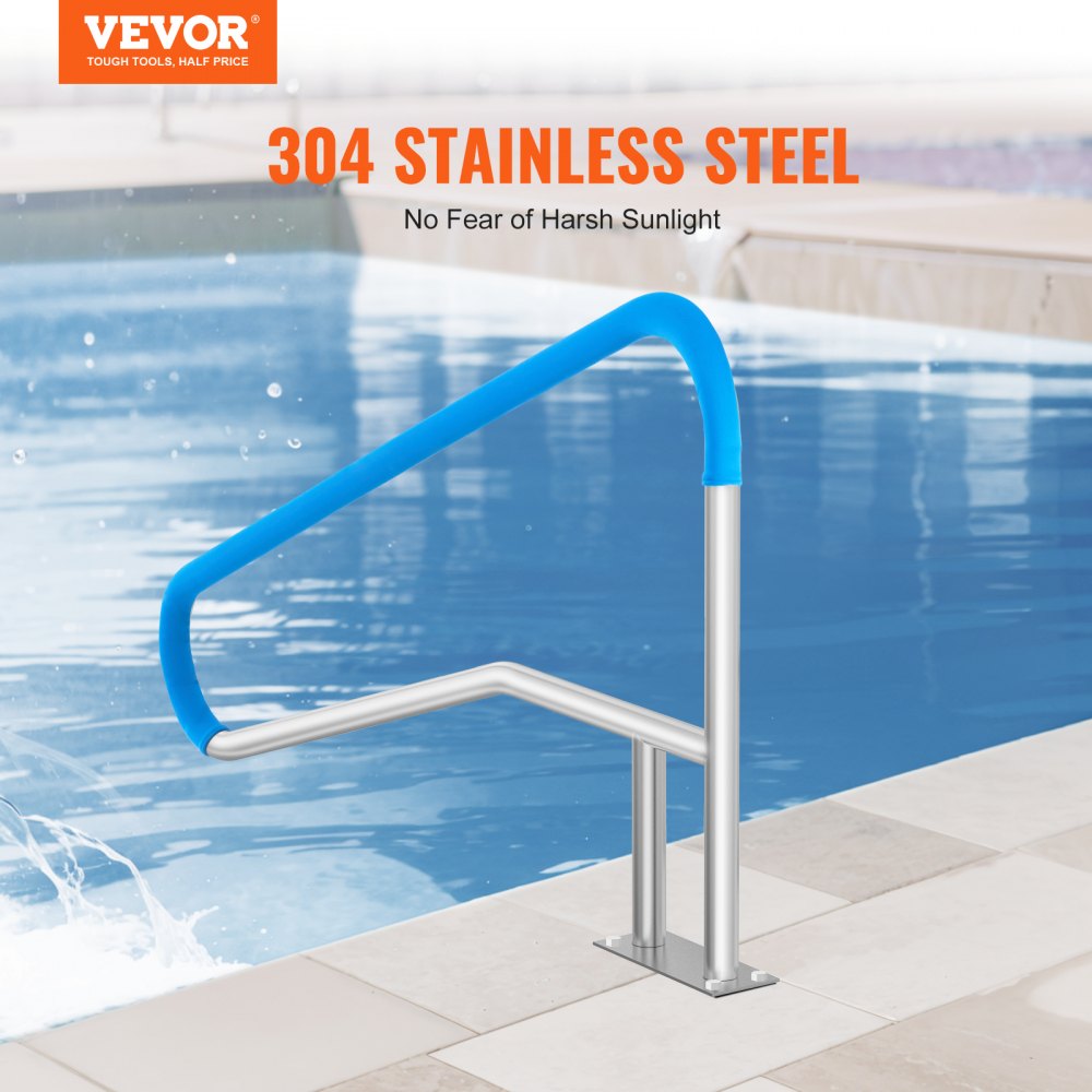 B-5532 - Durable Stainless Steel Pool Handrail with Non-Slip Grips