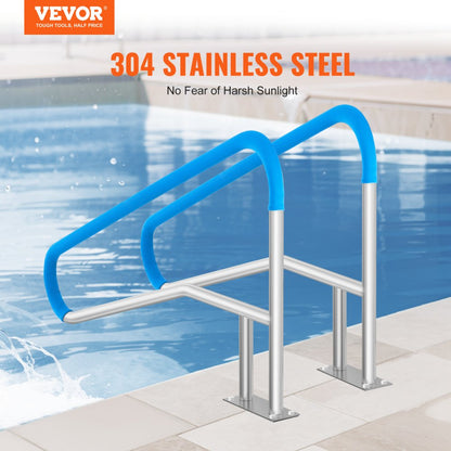B-5532-D - Durable Stainless Steel Pool Handrail with Non-Slip Grips