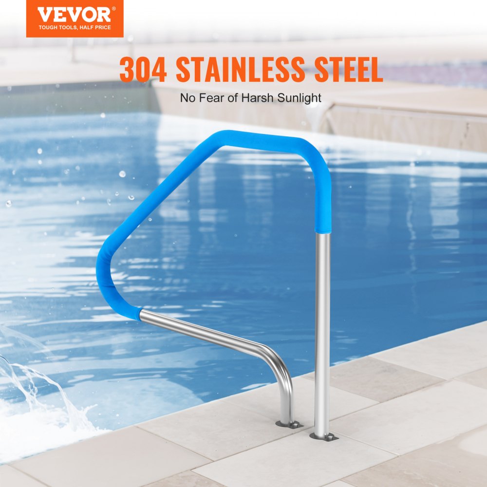 B-4637 - Durable Stainless Steel Pool Handrail with Non-Slip Grips