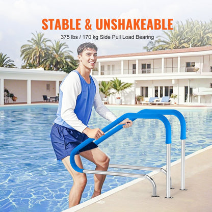 B-4637 - Durable Stainless Steel Pool Handrail with Non-Slip Grips
