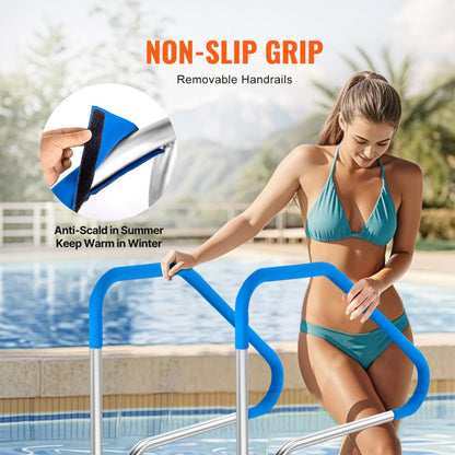 B-4637 - Durable Stainless Steel Pool Handrail with Non-Slip Grips