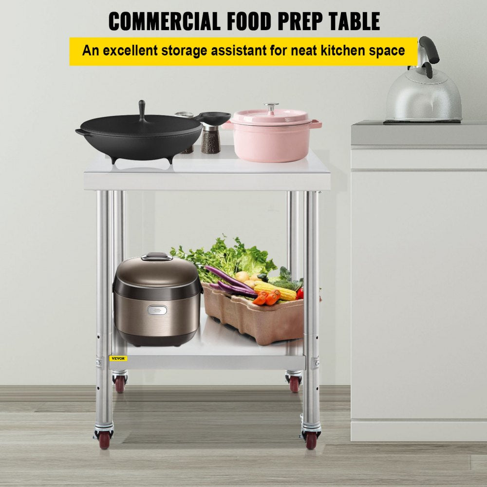 VV-SSWT-BJL-2424 - Heavy-Duty Stainless Steel Prep Table with 440lbs Capacity