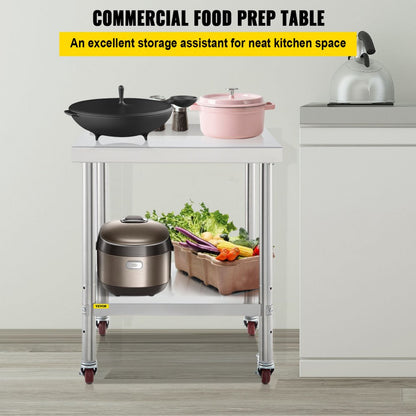 VV-SSWT-BJL-2424 - Heavy-Duty Stainless Steel Prep Table with 440lbs Capacity