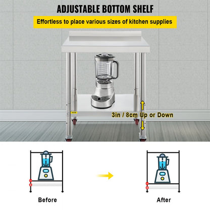VV-SSWT-BJL-2424 - Heavy-Duty Stainless Steel Prep Table with 440lbs Capacity