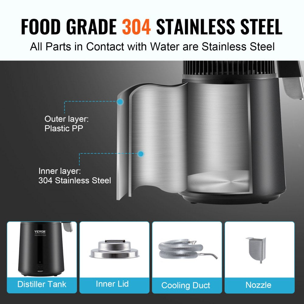YMK40101 - 4L VEVOR Stainless Steel Water Distiller for Home Use