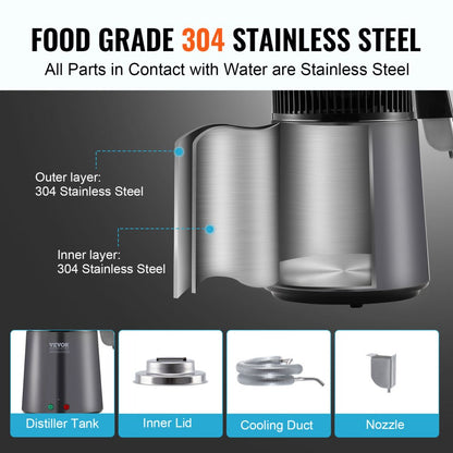 YMK40202 - 4L Stainless Steel Water Distiller for Home Use