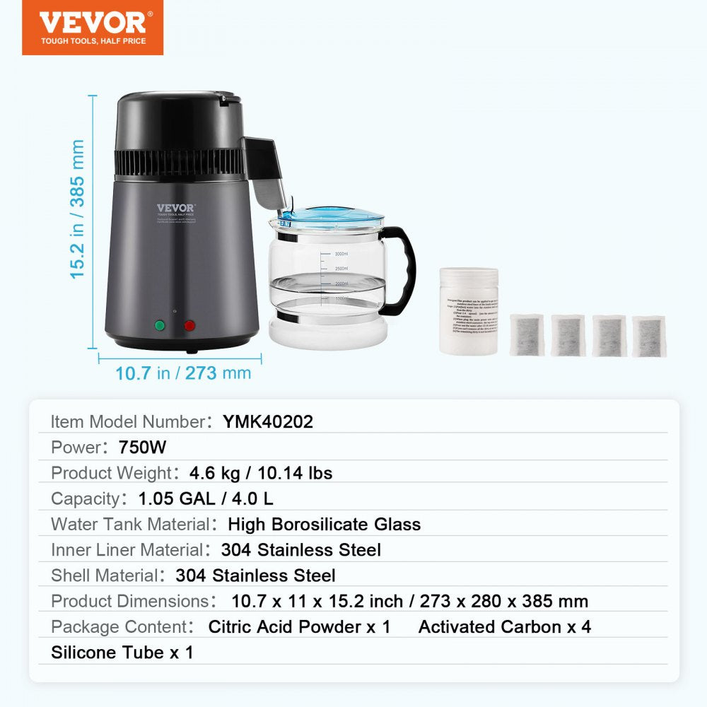 YMK40202 - 4L Stainless Steel Water Distiller for Home Use