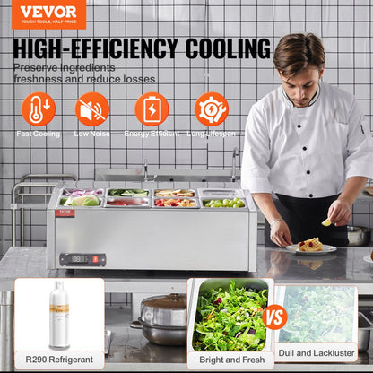 E27TW-G - Compact Refrigerated Prep Station with 8 Pans, 35-46°F