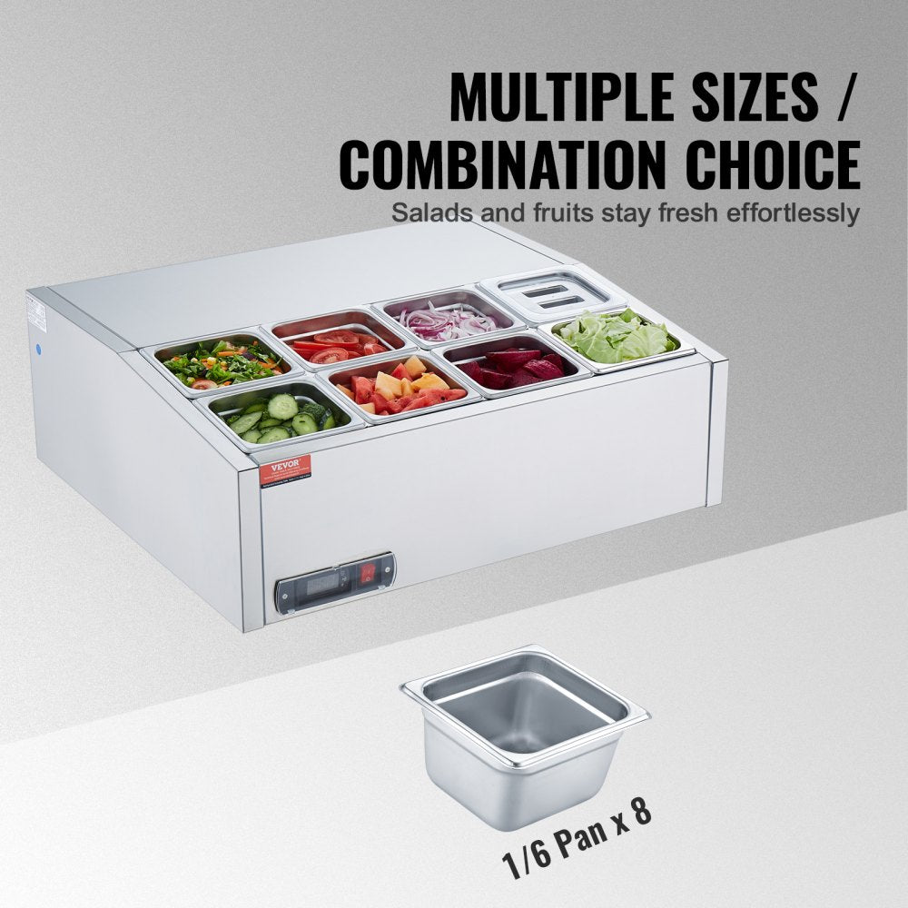 E27TW-G - Compact Refrigerated Prep Station with 8 Pans, 35-46°F