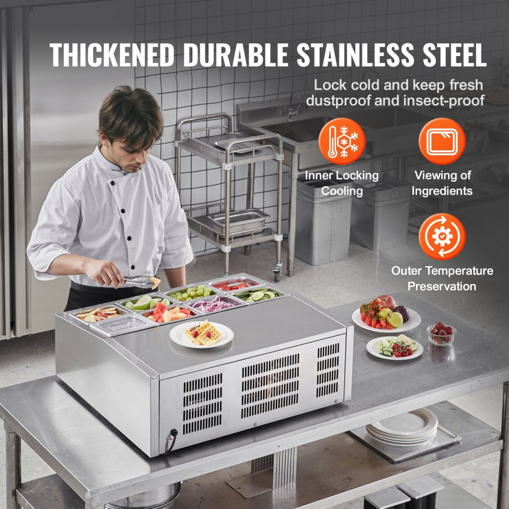 E27TW-G - Compact Refrigerated Prep Station with 8 Pans, 35-46°F