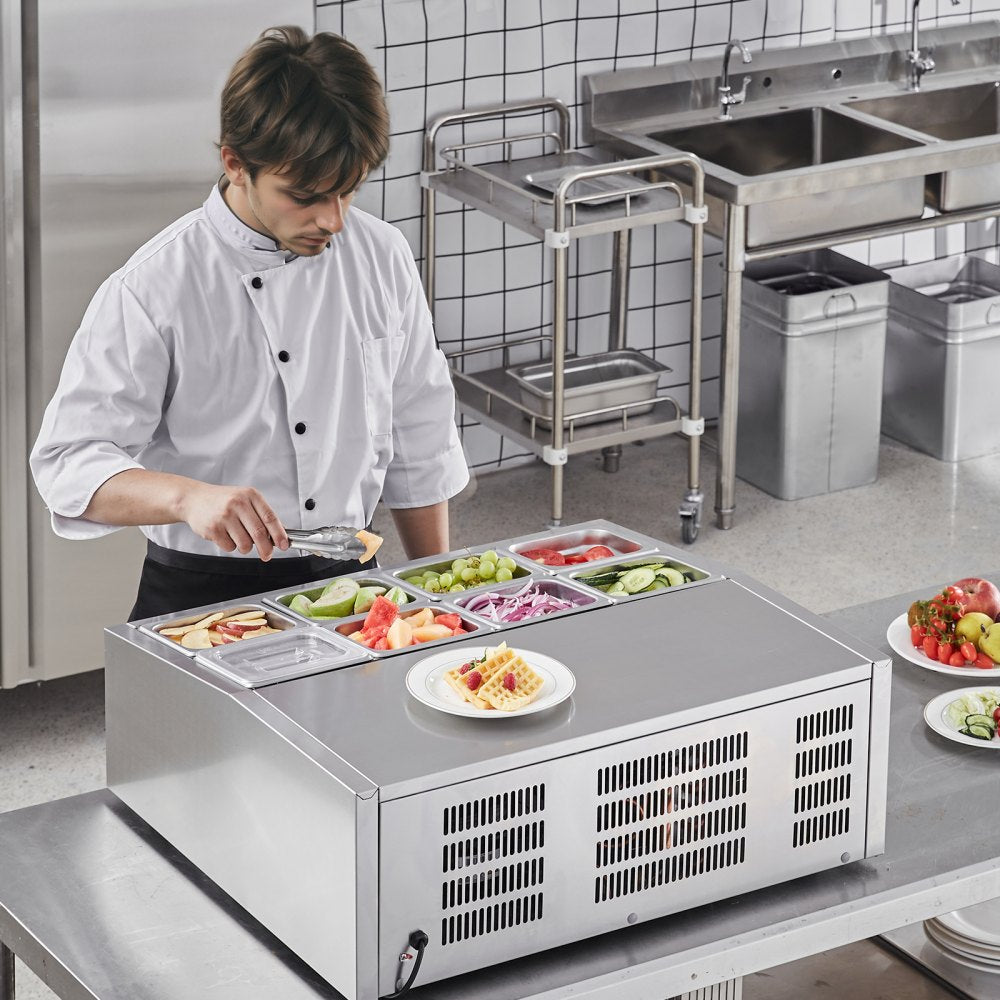 E27TW-G - Compact Refrigerated Prep Station with 8 Pans, 35-46°F