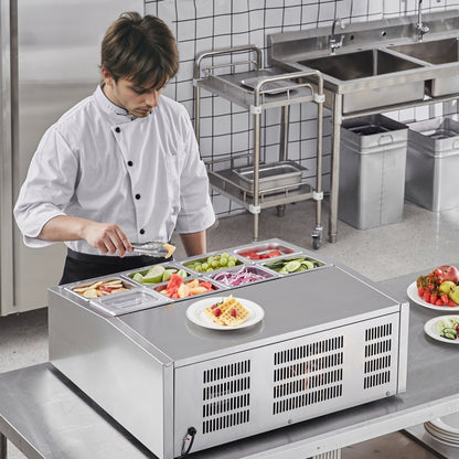 E27TW-G - Compact Refrigerated Prep Station with 8 Pans, 35-46°F