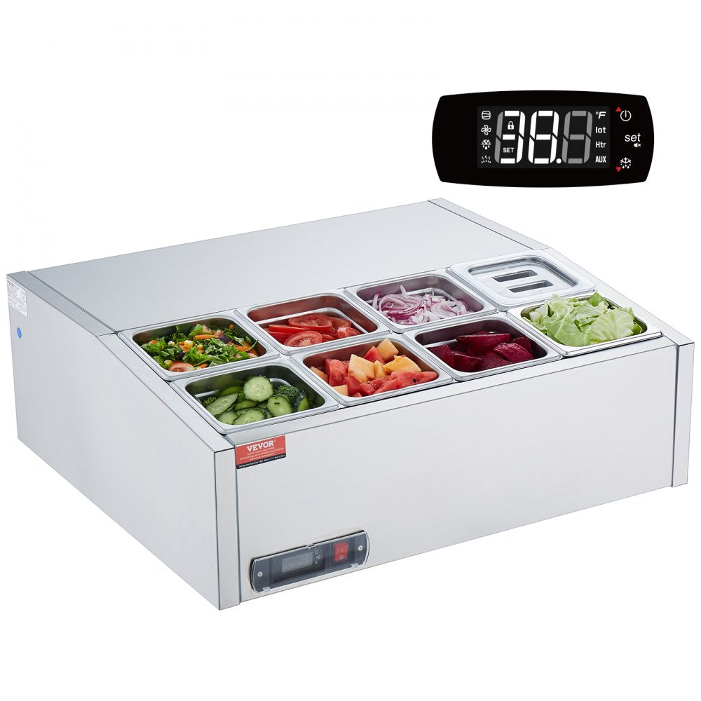 E27TW-G - Compact Refrigerated Prep Station with 8 Pans, 35-46°F