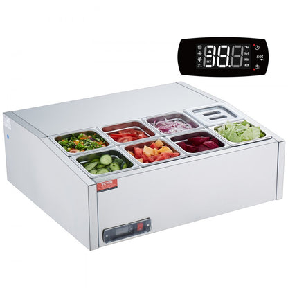 E27TW-G - Compact Refrigerated Prep Station with 8 Pans, 35-46°F