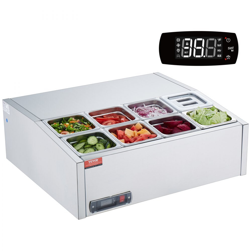 E27TW-G - Compact Refrigerated Prep Station with 8 Pans, 35-46°F