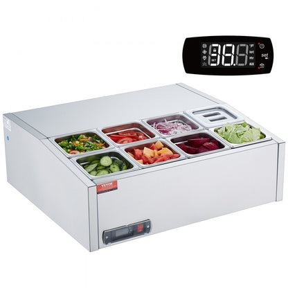 E27TW-G - Compact Refrigerated Prep Station with 8 Pans, 35-46°F