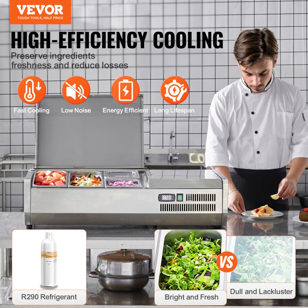 E40TW-G - 130W Refrigerated Condiment Prep Station with LED Temperature Control